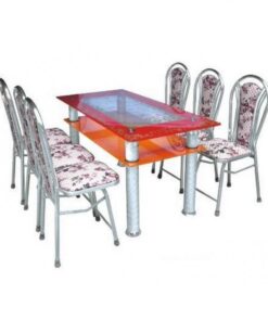 Bộ bàn inox mặt kính 6 ghế