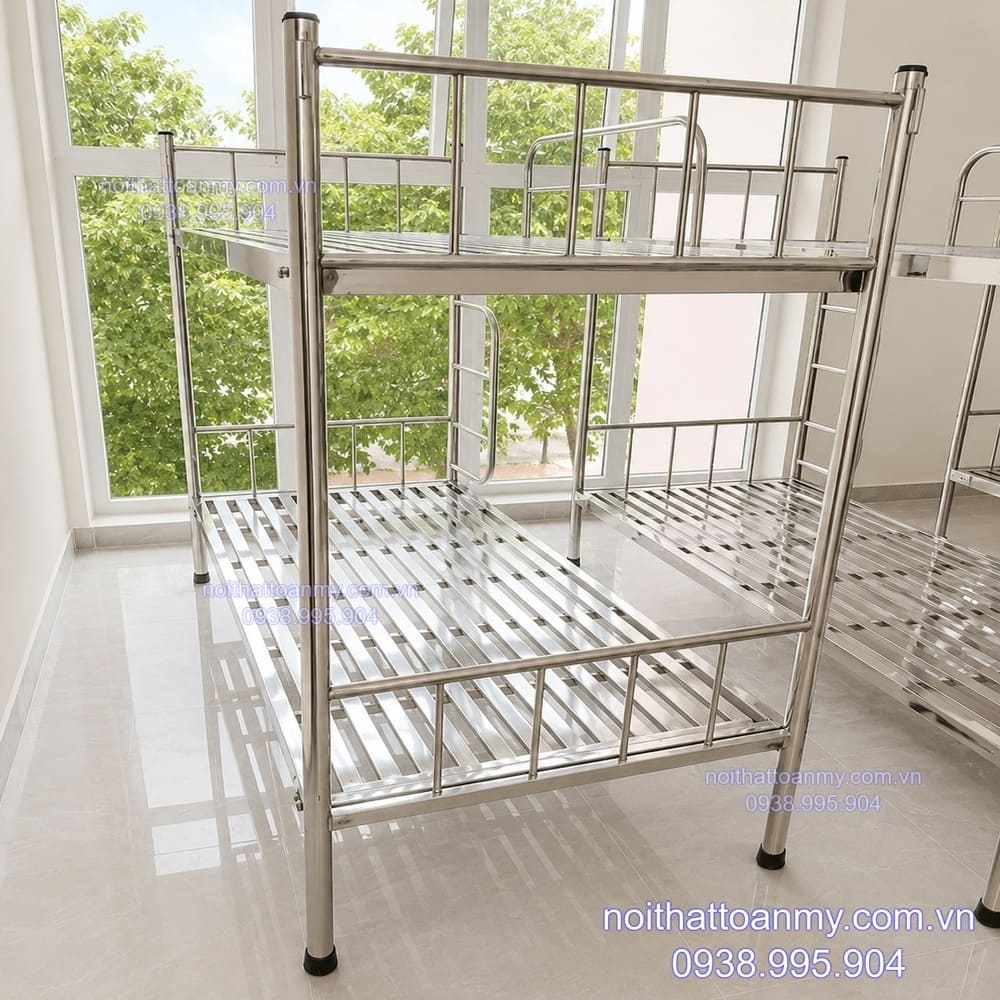 Giường tầng inox 9 giuong tang inox 1m